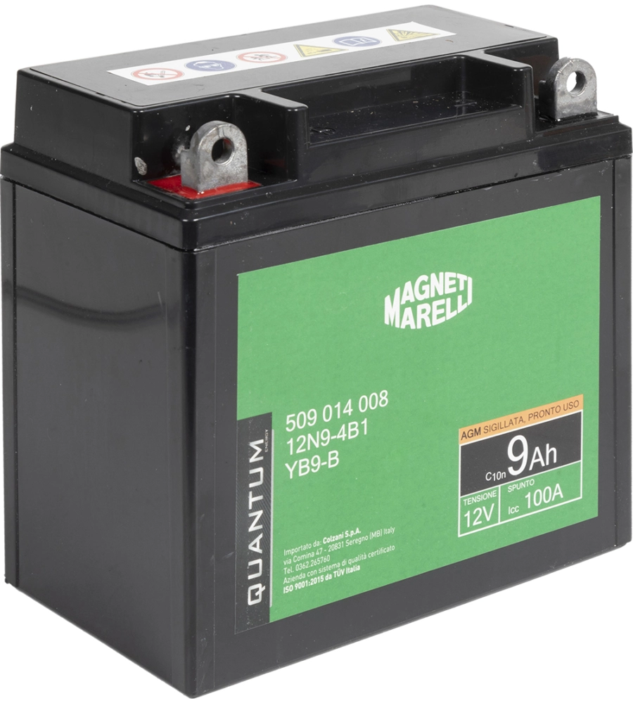 MAGNETI MARELLI BATTERIA MOTO E SCOOTER 9AH 12V 100A TECNOLOGIA AGM SIGILLATA POLO POSITIVO SINISTRO